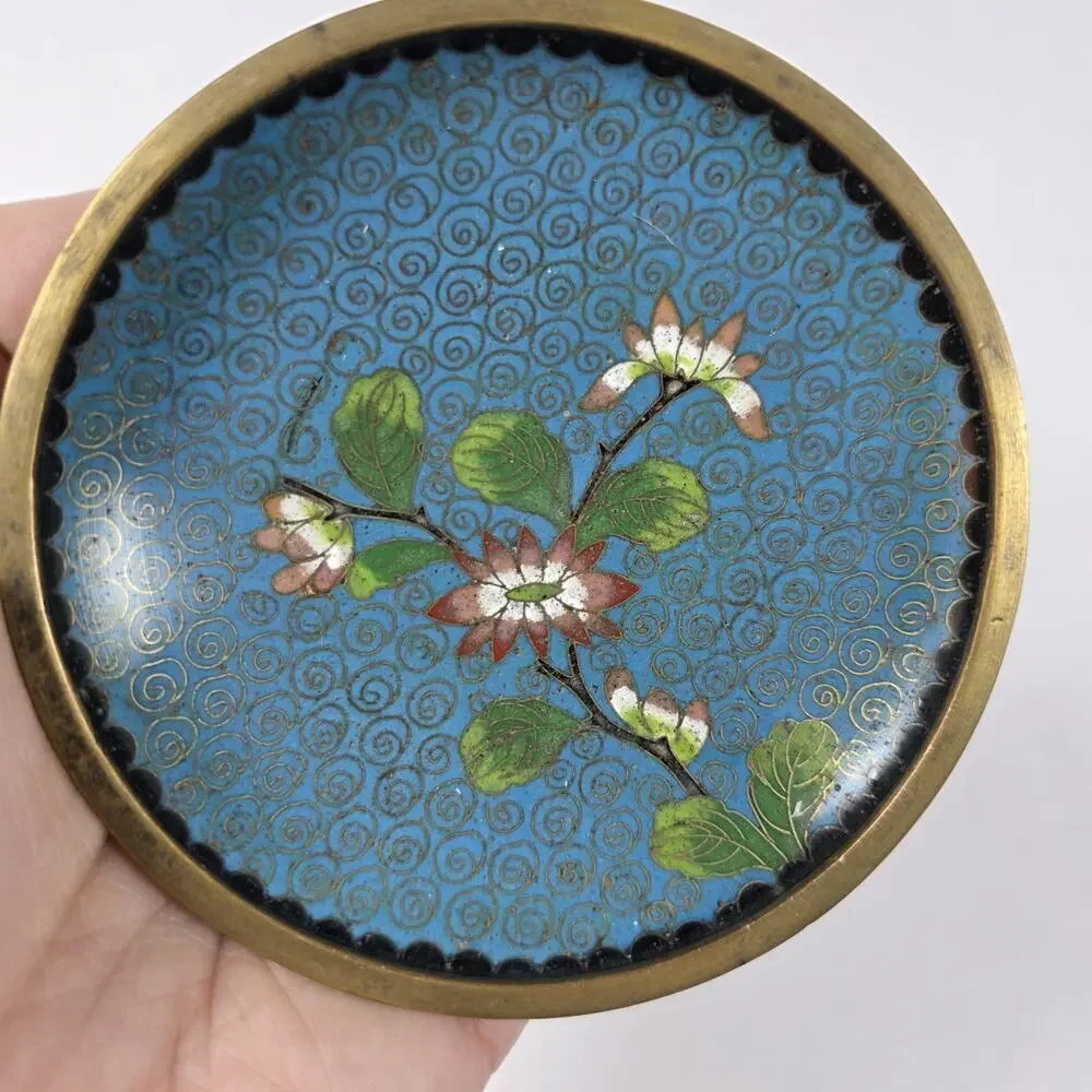 2 Vintage Chinese Cloisonne Floral 3